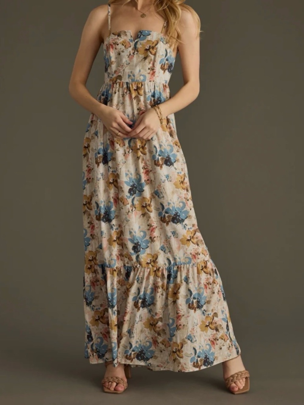 NWOT Panache Apparel SERENDIPITY MAXI DRESS - TAN - Size XL (10/12)